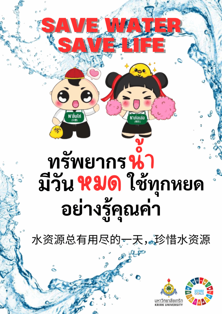 White Blue Save Water Poster